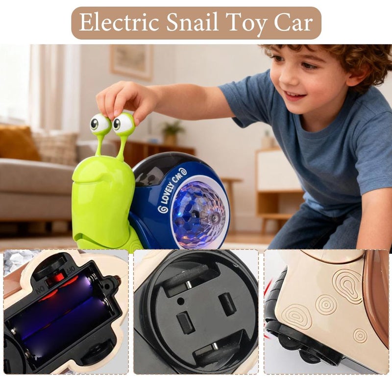 Crawling Toy, Crawling Caterpillar Baby Toy, Electric Snail Design, Lights and Sounds, Interactive with Moving Shell, Encourages Motor Skills, for Toddler Play and Early Learning Development. (Brown) - Image 3